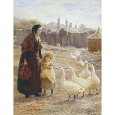 Helena Maguire – Grandmother and Little Girl with Geese